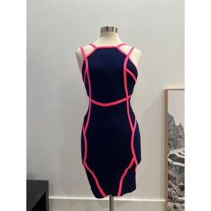 Neon Pink Striped bodycon dress